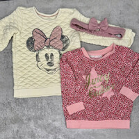 Disney Baby C&A Minnie Mouse pulóver, Juicy Couture rózsaszín mintás póló hajpánttal kislány szett 1