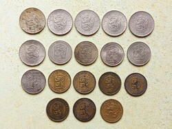 Csehszlovákia 18 db Különböző Érme 1 2 5 Korona 1957-1991