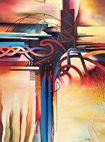 László Csóka: Contemporary abstract oil on canvas painting