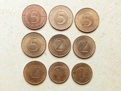 Szlovénia 9 db Különböző Érme 1 2 5 Tolarjev 1992-2000