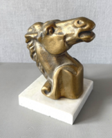 Exkluzív Art Deco stílusú tömör réz lófej szobor (2,45 kg)