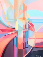 László Csóka: Contemporary abstract oil on canvas painting