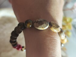Őszi harmónia és spirituális védelem – AAA képjáspis, tibeti achát és tigrisszem ásvány karkötő (