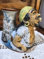 Antonio Borsato Studio: Italian Artistic Ceramic Pirate Jug / Gres Decanter (~1950-60) – Rare Find!