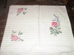 Beautiful Cross-Stitch Rose Throw Pillow