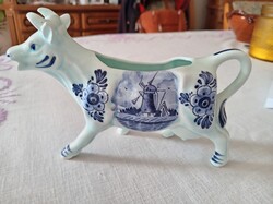 Vintage DBL Holland Hand-Painted Porcelain/Ceramic Cow Milk Jug (Delft Blue Style)