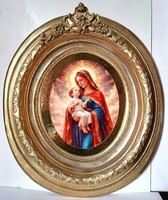 Large Frame Virgin Mary with Jesus, Porcelain Painting