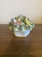 Porfin Cluj-Napoca porcelain flower basket table ornament – marked, gold-plated
