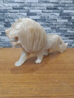 Exkluzív, nagyméretű kézzel faragott ónix oroszlán szobor (30 cm, 2,1 kg)