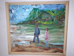 Simon Sarkantyu - Nagymaros - old oil painting