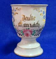 Talpas porcelán emlékpohár (11,3 cm) 19 sz vége 20 sz eleje