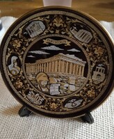 Small Collector's Plate of the Parthenon in Athens, Greece, Black and Gold