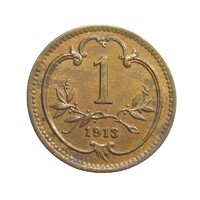 Austria, 1 Heller 1918, EF+, Bronze