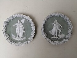 ANTIK SHAFER UND VATER JÁSPIS PORCELÁN FALI TÁNYÉR - 2DB
