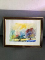 János Komiszár - Resting Birds - Watercolor Painting