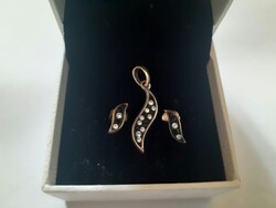 Small Silver Pendant and Earrings Set Decorated with Cubic Zirconia
