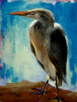 Heron - wooden panel - 18 x 13.5 cm (bird)