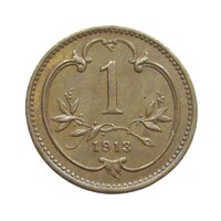 Austria, 1 Heller 1913, aUNC+, Bronze