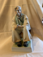 Large Zsolnay 'Szalonnázó paraszt' Porcelain Figurine