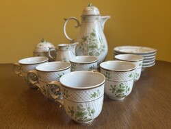Damaged Six-Person Hollóházi Scarbantia Green Coffee Set for Sale
