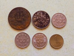 Portugália 6 db Különböző Érme 20 Reis 1 2 5 Escudos 1883-1984