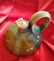 Unique Signed Studio Ceramic Oil Lamp / Candle Holder (Handmade)