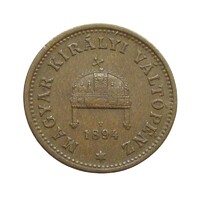 Magyarország,1 fillér 1894 VF+ bronz