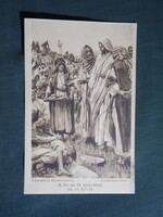 Képeslap,vallás,Harold Copping grafikai,művészet,Jézus Krisztus,A fiú az öt kenyérrel,1930-