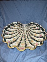 Herendi Siang Noir (Black Dynasty) Large Shell-shaped Serving Plate / Centerpiece