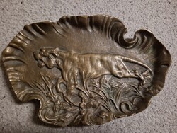 Bronze Bengal Tiger Business Card Holder, Heavy Piece with Four Feet, Flawless, 900 g
