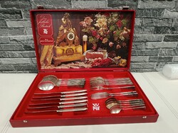 Klasszikus WMF "Rom" ezüstözött 6 személyes evőeszközkészlet dobozában (Patent 90)
