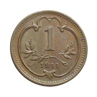 Austria, 1 Heller 1911 EF+ Bronze