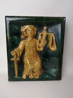 JUSTITIA, JUSZTICIA MÁZAS FALI KERÁMIA, CSEMPEKERÁMIA