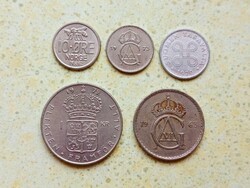 Skandinávia 5 db Különböző Érme Norvégia Svédország Finnország