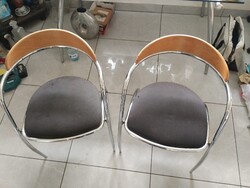 Original Italian Effezeta design chair set (1980s) – Chrome and bentwood, marked Loft / Vinta