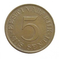 Estonia, 5 Senti 1931, EF+, Bronze