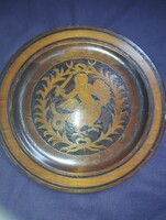 Polish Intarsia Wooden Wall Plate – Warsaw Mermaid with Metal Wire Embellishment (Kanon / Cepelia)