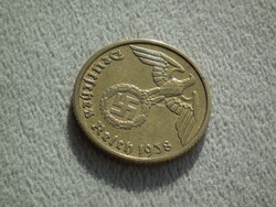 Németország, horogkeresztes birodalmi 10 Pfennig (Reichspfennig), 1938 F