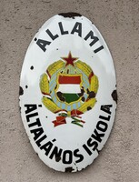 Általános Iskola - ovális, domború zománctábla ( zománc tábla)