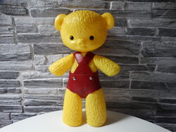 RETRO - DMSZ LEATHER VEST WITH FIXED EYES - YELLOW TEDDY BEAR - VERY GOOD CONDITION - RARE!