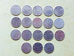Ausztria 18 db Különböző Érme 10 Groschen 1980-1997