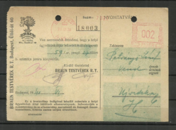 1941.- Elismervény - Braun testvérek RT.- Üllői-út 60.