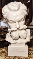 Herendi porcelán, fehér, elsőosztályú Munkácsy büszt/ mellszobor /HIBÁTLAN, 25 CM/