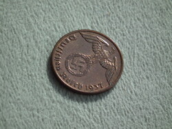 Németország, horogkeresztes birodalmi 1 Pfennig (Reichspfennig), 1937 A