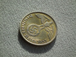 Németország, horogkeresztes birodalmi 10 Pfennig (Reichspfennig), 1937 G