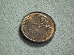 Németország, horogkeresztes birodalmi 2 Pfennig (Reichspfennig), 1939 D