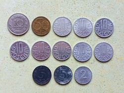 Ausztria 13 db Különböző Érme 2 5 10 50 Groschen 1925-1994