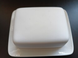 Vintage fehér, bordázott porcelán vajtartó, Seltmann Weiden Bavaria