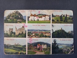 Antik képeslap St. Veit, 9 képes montázs-várak-kastélyok, K.u.K. Staffel Nr. 787 tábori posta 1917