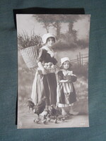 Képeslap,fotó művészet,lány,gyerek modell,kislány,hőlgy,Holland népvielet,ünnep,húsvéti,1911-